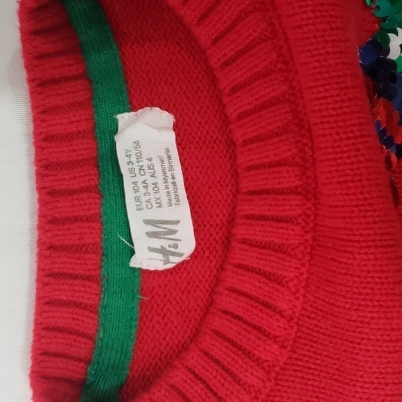 H&M Christmas T-Rex Knit Changing Image Sequins Sweater Long Sleeve - Picture 3 of 4